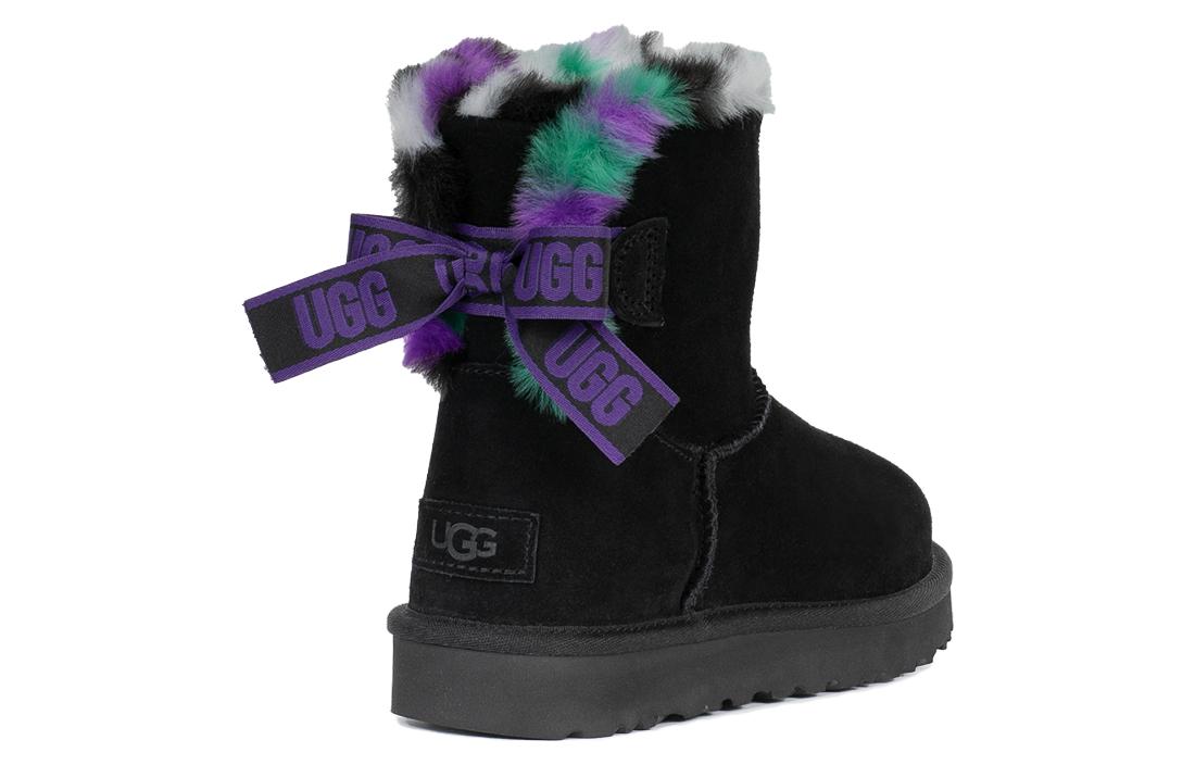 (WMNS) UGG Mini Bailey Bow Plaid Punk Boot 'Black Purple' 1130594-BLK