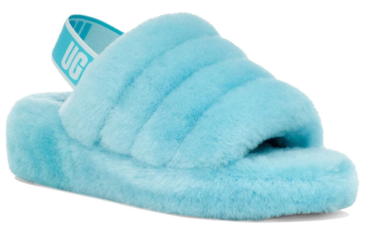 (WMNS) UGG Fluff Yeah Slide Thick Sole Blue Slippers 1095119-CRWT