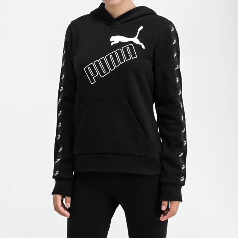 (WMNS) PUMA Amplified Fleece Hoodie 'Black White' 586595-01