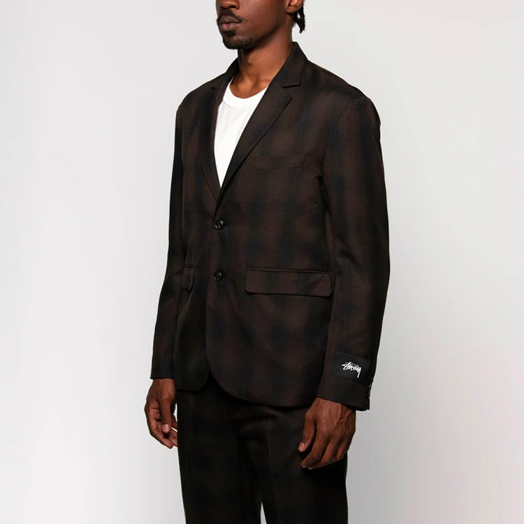Stussy Shadow Plaid Sport Coat 'Black' 115522
