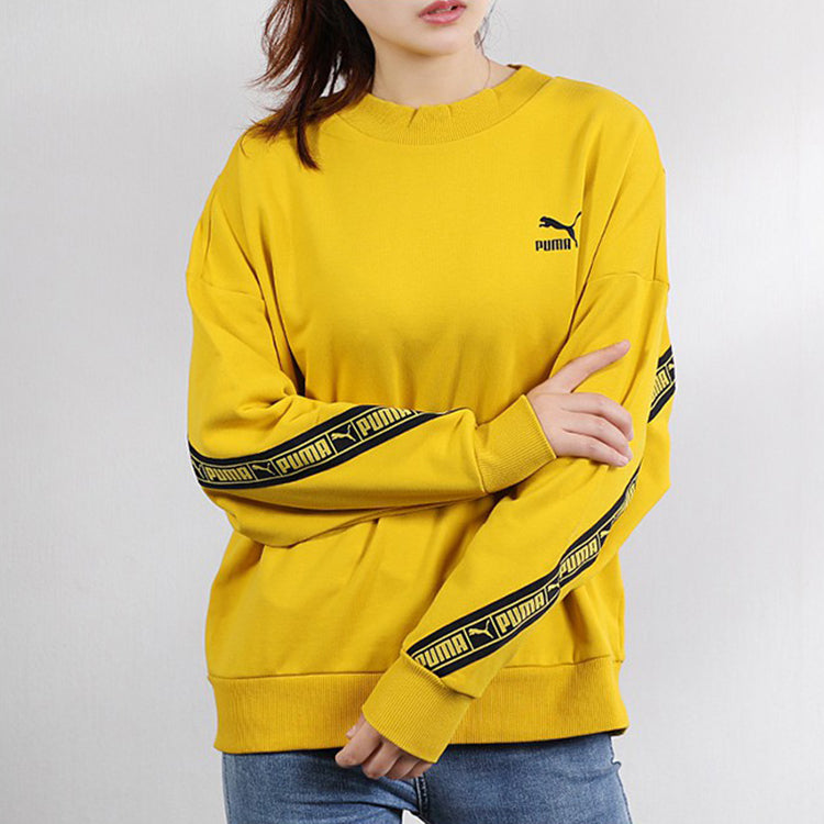 (WMNS) PUMA Classic Tape Sweater 'Yellow Black' 596019-20