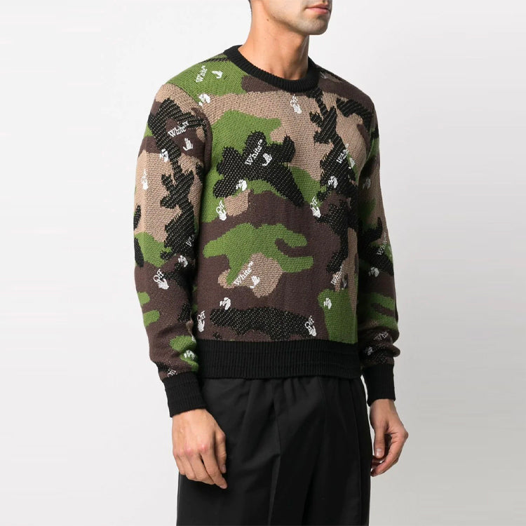 Off-White SS21 Camouflage Knit Green Camouflage OMHE083S21KNI0015600