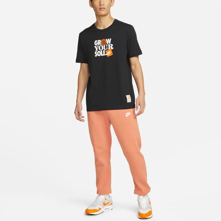 Nike Sportswear Alphabet Flowers Printing Round Neck Casual Short Sleeve Black DQ1038-010