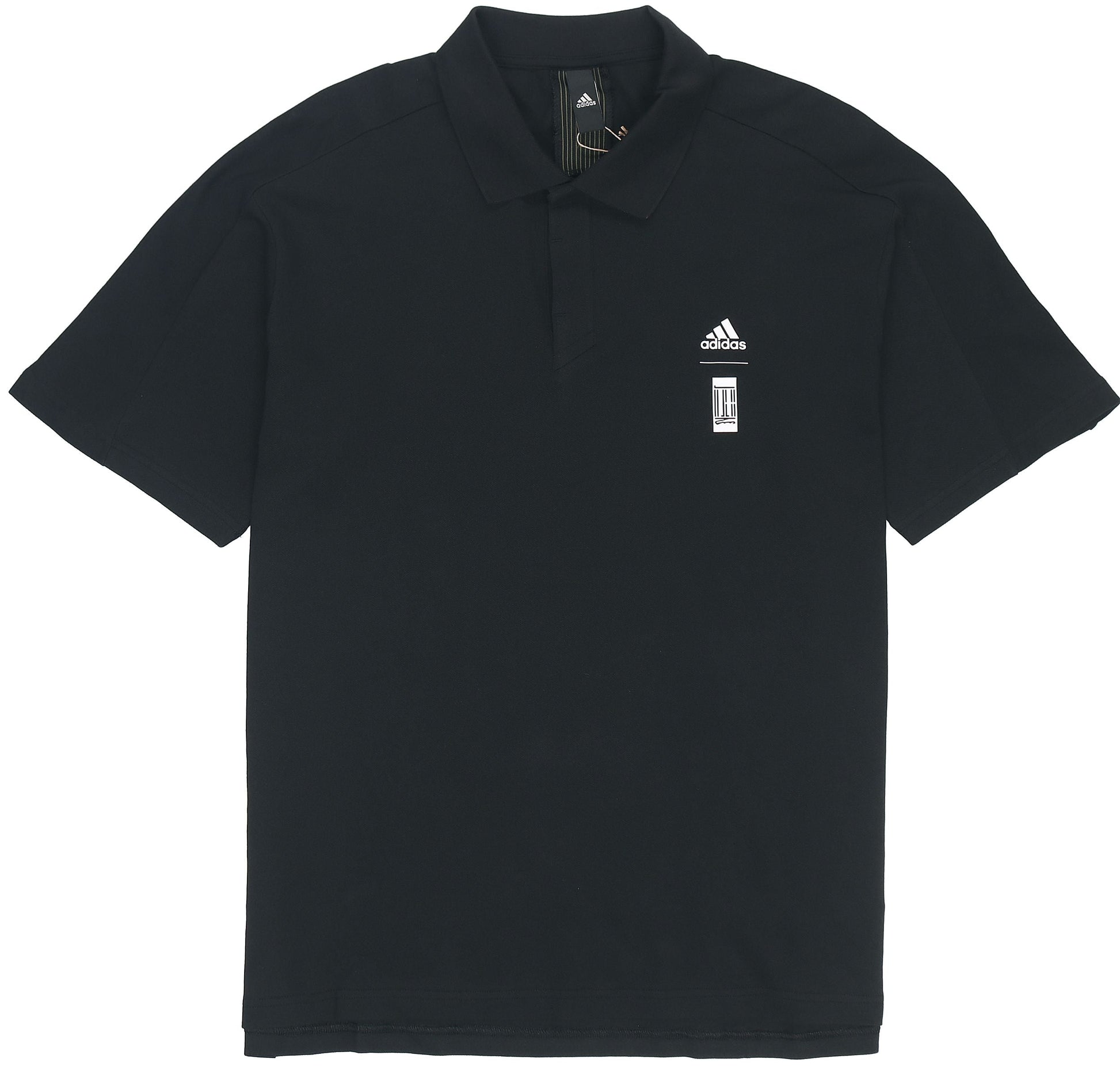 adidas Wj Solid Color Logo Micro Mark Athleisure Casual Sports Short Sleeve Polo Shirt Black HE5164
