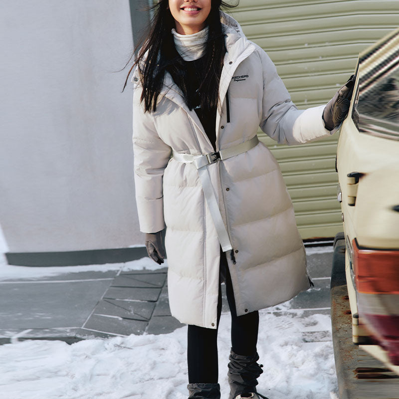 (WMNS) Skechers Basic Long Down Jacket 'White' P423W126-00PD
