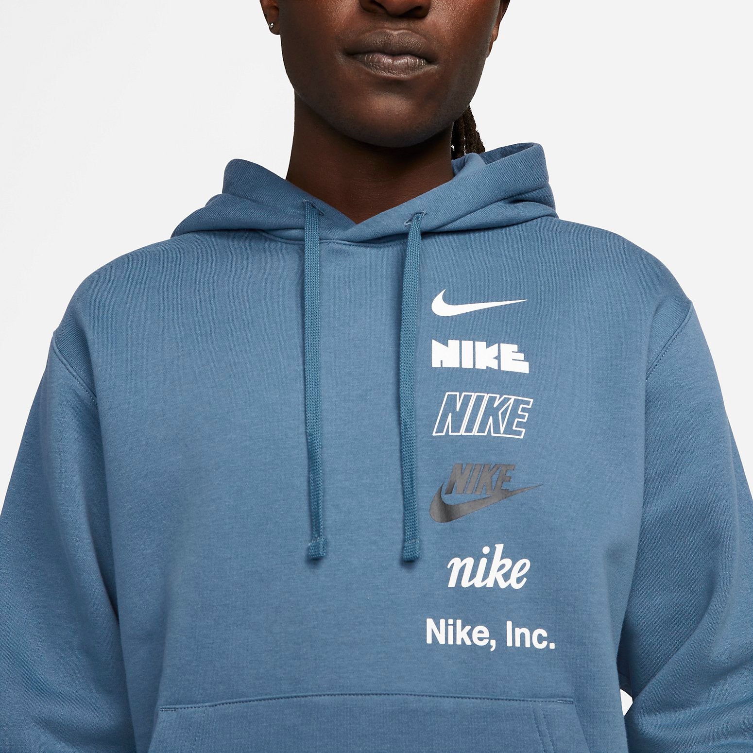 Nike Club Multi Logo Pullover Hoodie 'Blue' DX0783-491