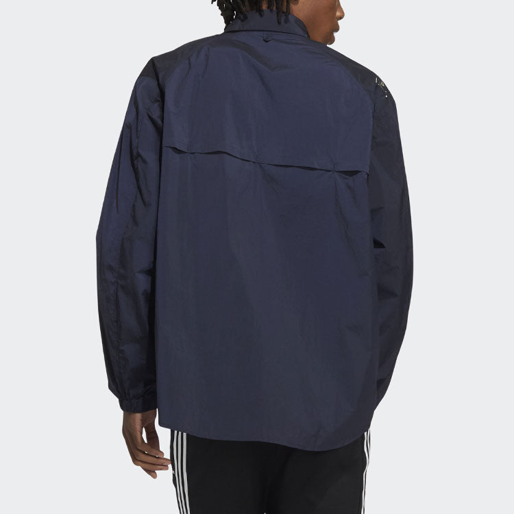Men's adidas Prsve J Solid Color Sports Cargo Long Sleeves Ink Blue Shirt HD0039