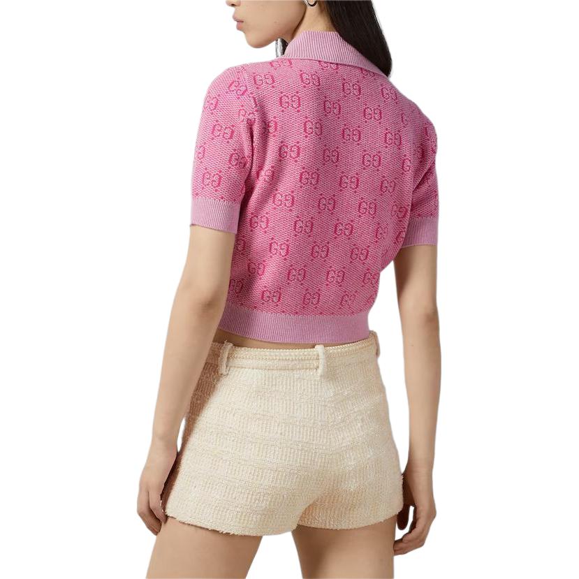 (WMNS) Gucci GG Wool Jacquard Polo Shirt 'Pink' 773631-XKDK5-5152