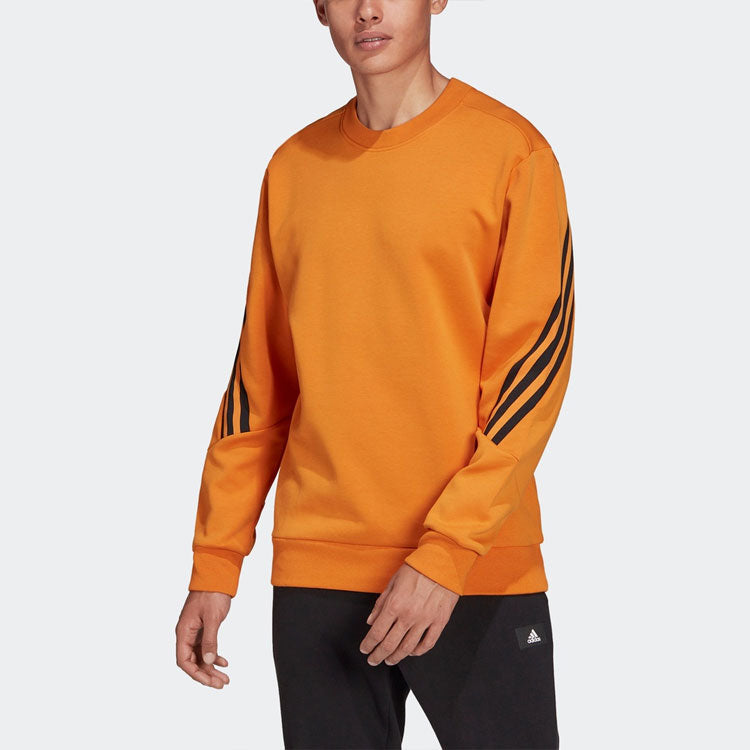 Men's adidas Stripe Sports Round Neck Pullover Yellow H46541
