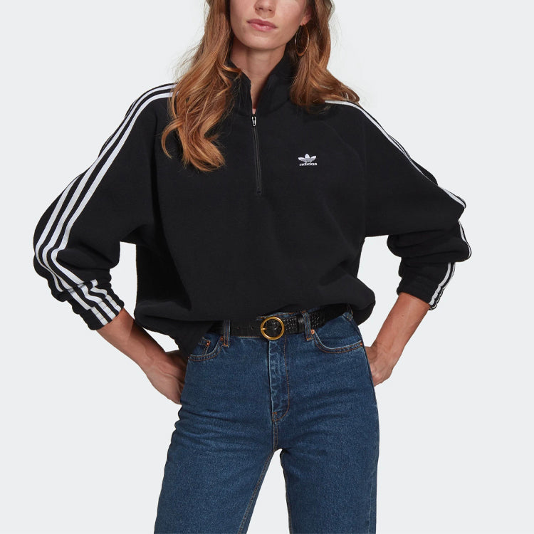 (WMNS) adidas Adicolor Classics Polar Fleece Half-Zip Sweatshirt 'Black' GN2864