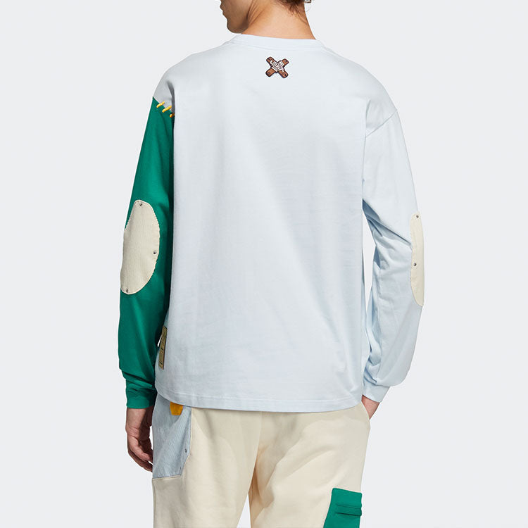 adidas originals Series Colorblock Round Neck Pullover Long Sleeves Couple Style White HC0342