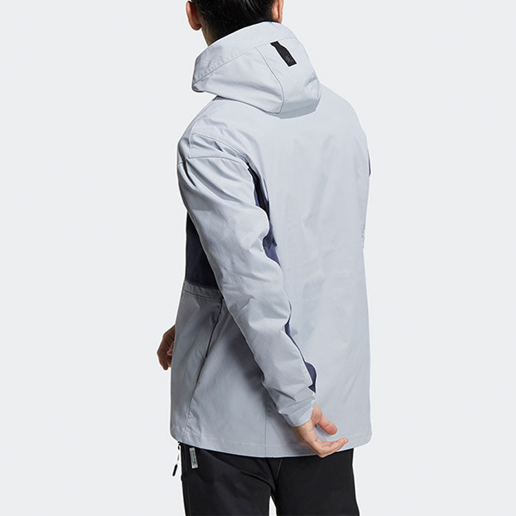 Men's adidas Solid Color Hooded Zipper Jacket Deep Navy Blue HE5134