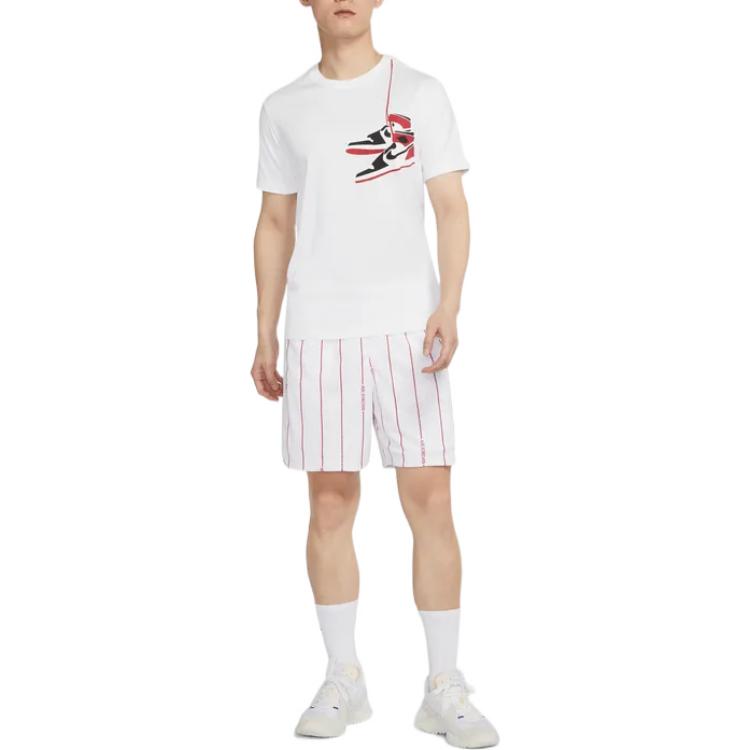 Men's Air Jordan Logo Printing Pattern Pullover Round Neck Short Sleeve White T-Shirt DZ4518-100