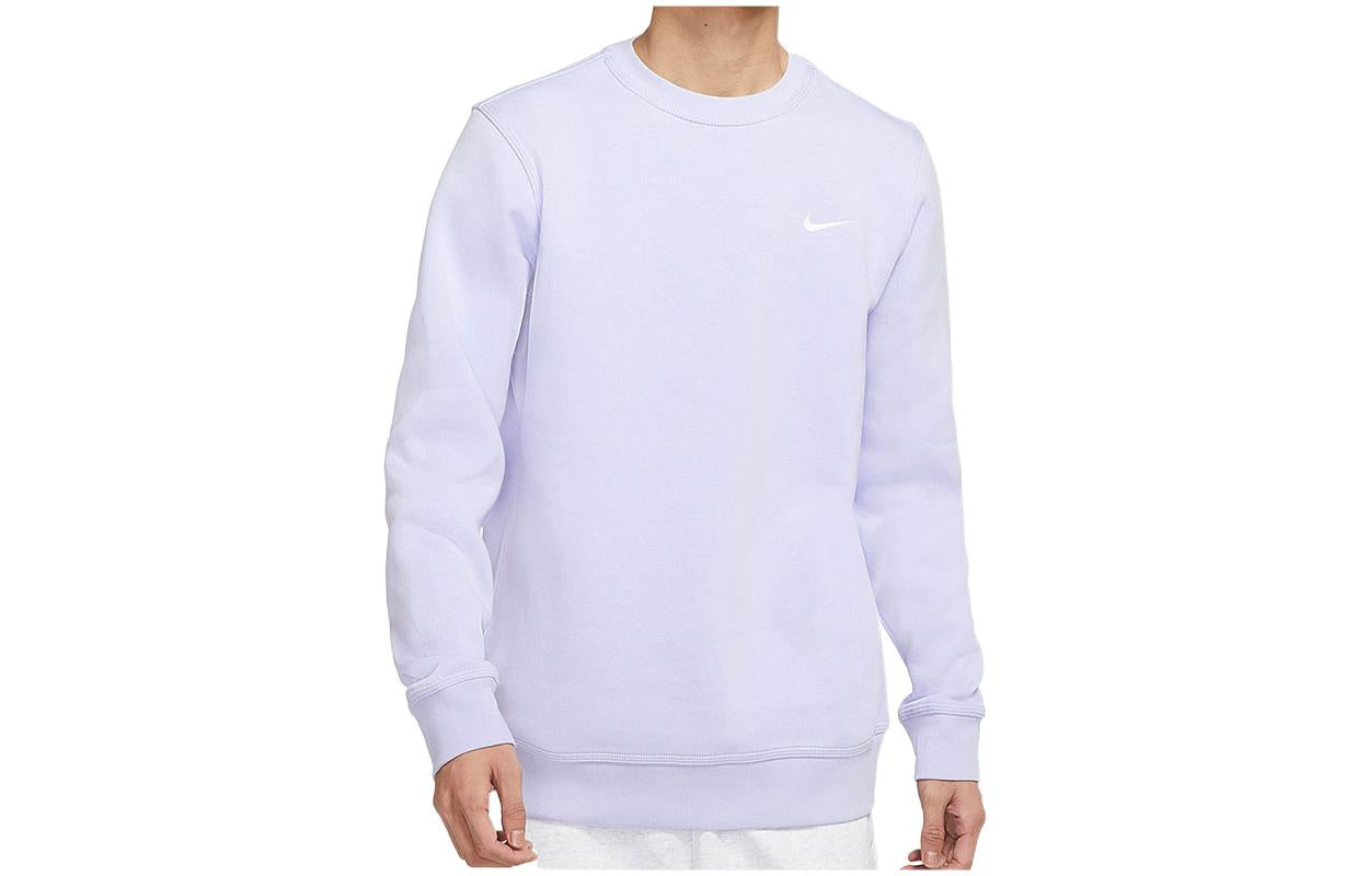 Men's Nike Solid Color Chest Brand Logo Printing Embroidered Round Neck Pullover Autumn Light Purple 916609-539