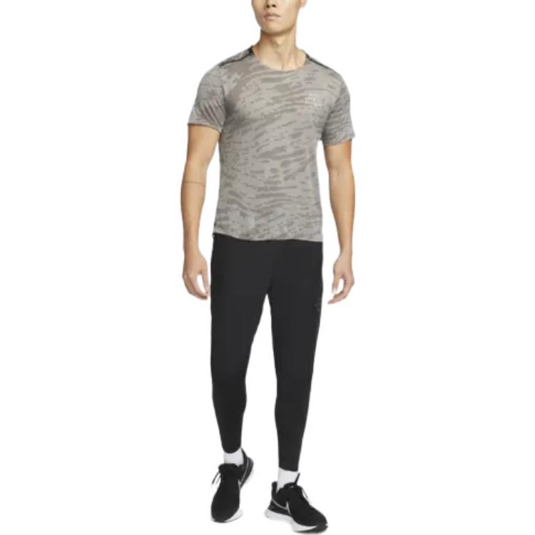 Nike irregular texture Full Print Round Neck Training Sports Short Sleeve Gray DM4637-017