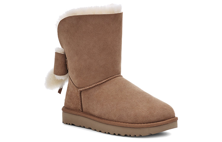 (WMNS) UGG Classic Short Cuffed Bow Fleece Lined Brown 1112501-CHE