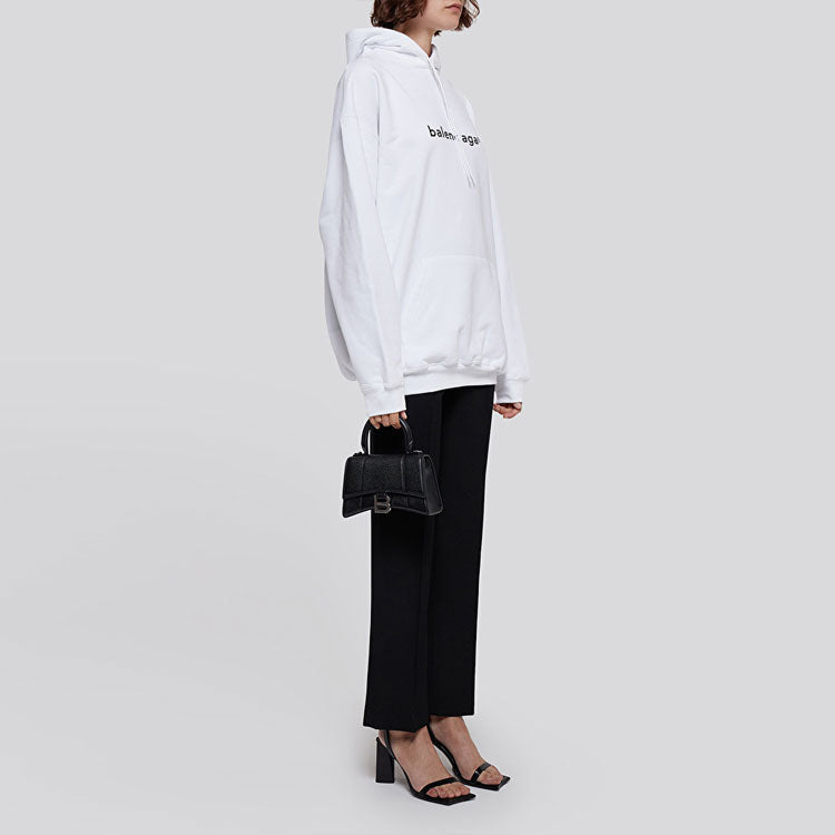 (WMNS) Balenciaga Logo Printing Hoodie White 578135TIV559040