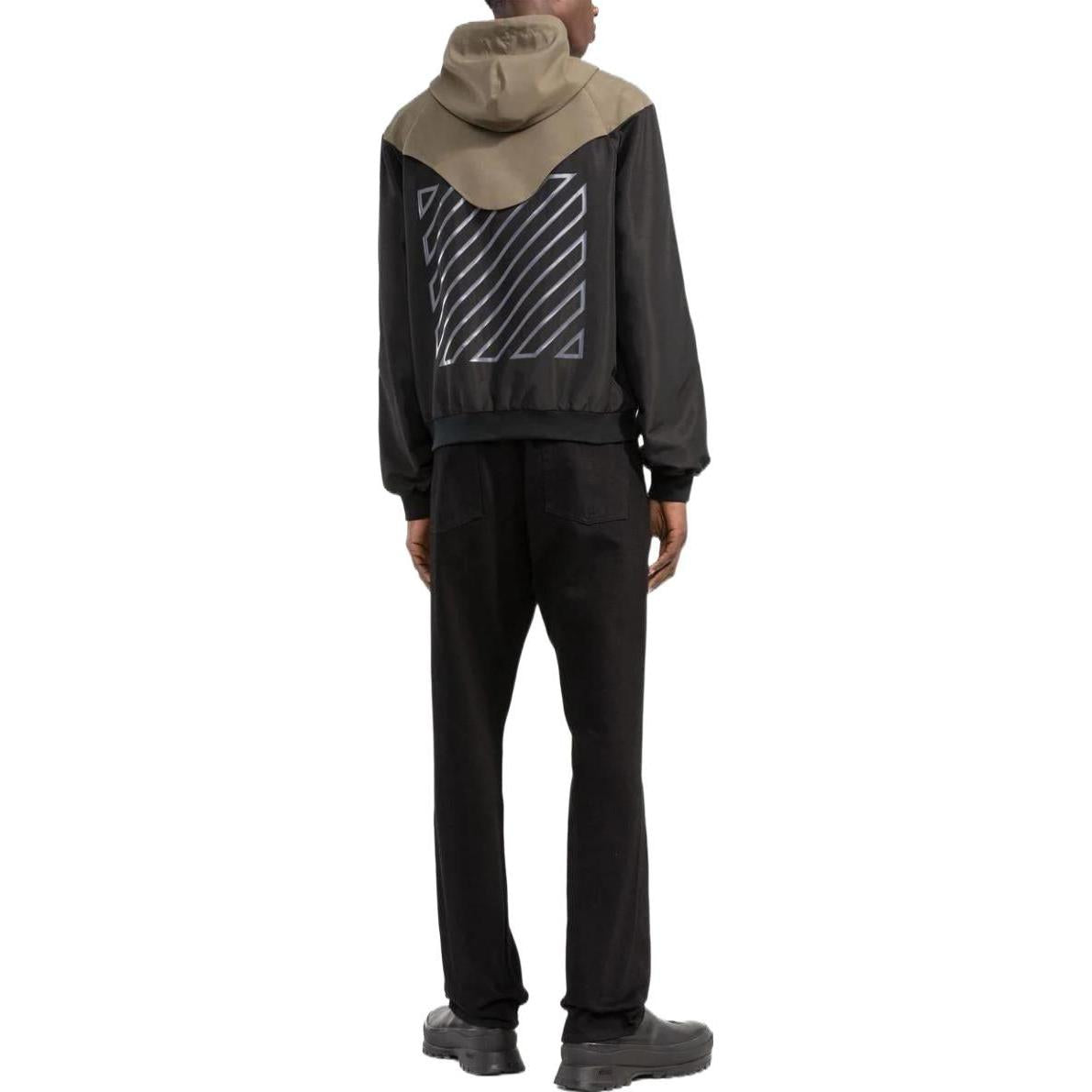 Men's Off-White SS22 Splicing Contrasting Colors Casual Hooded Jacket Version Khaki OMVC008S22FAB0011001