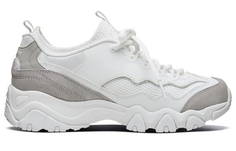 (WMNS) Skechers D'Lites 2.0 Low-Top Running Shoes White/Grey 88888375-WHT