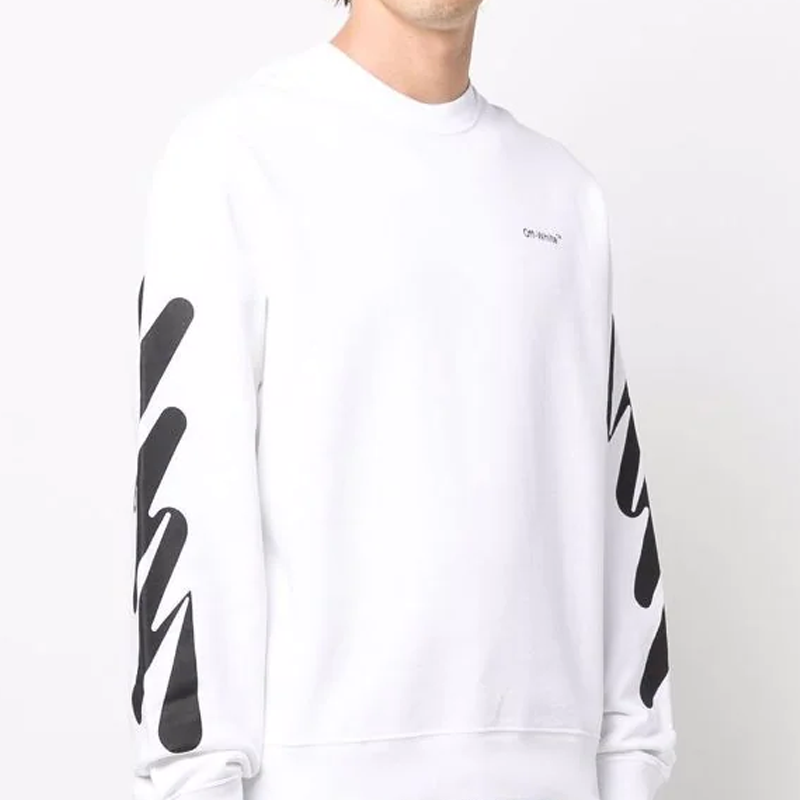 Men's Off-White Logo Printing Round Neck White OMBA057S22FLE0030110