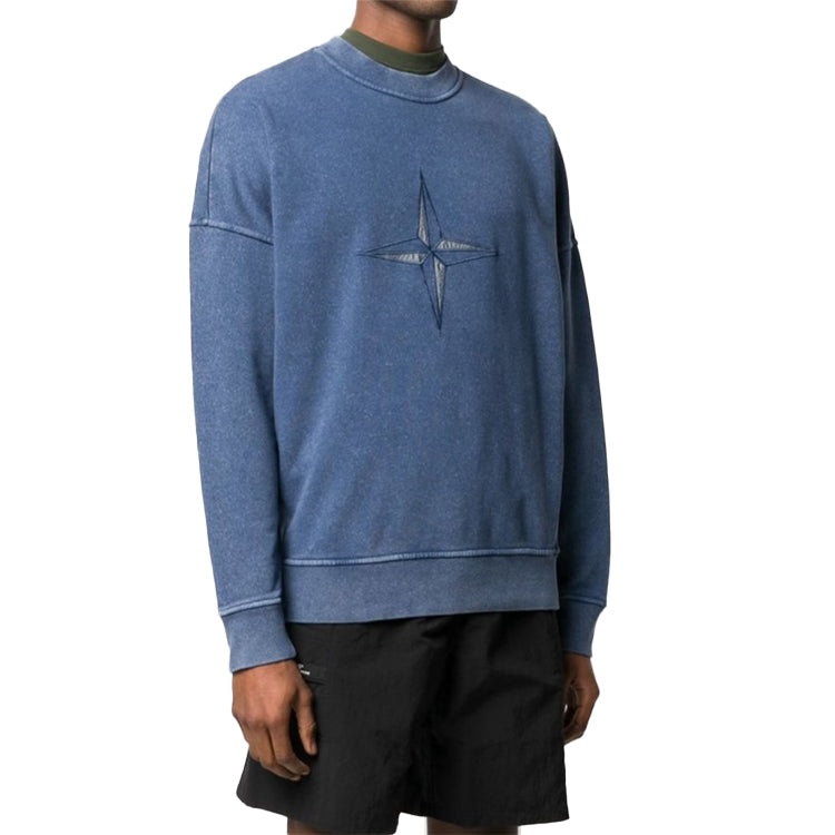Men's STONE ISLAND Logo Embroidered Washed Pullover 721566254-V0028