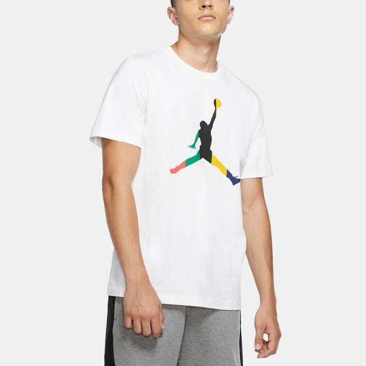 Air Jordan Solid Color Round Neck Printing Short Sleeve White DN1469-100