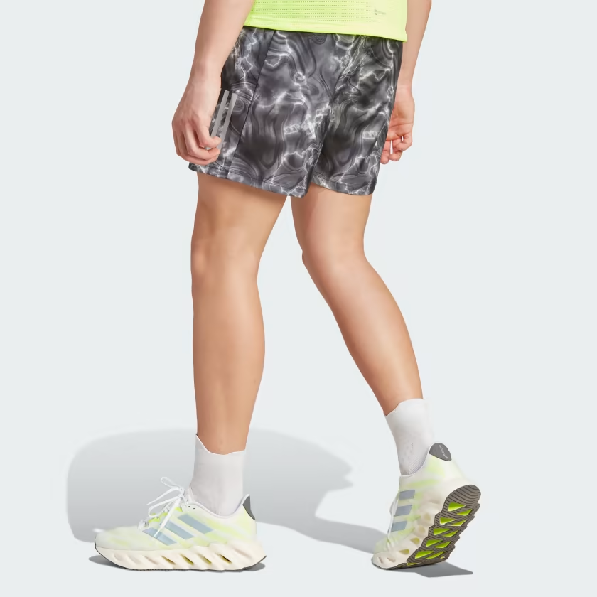 adidas Own The Run Allover Print Shorts Asia Sizing 'White Black Grey Six' IB6395