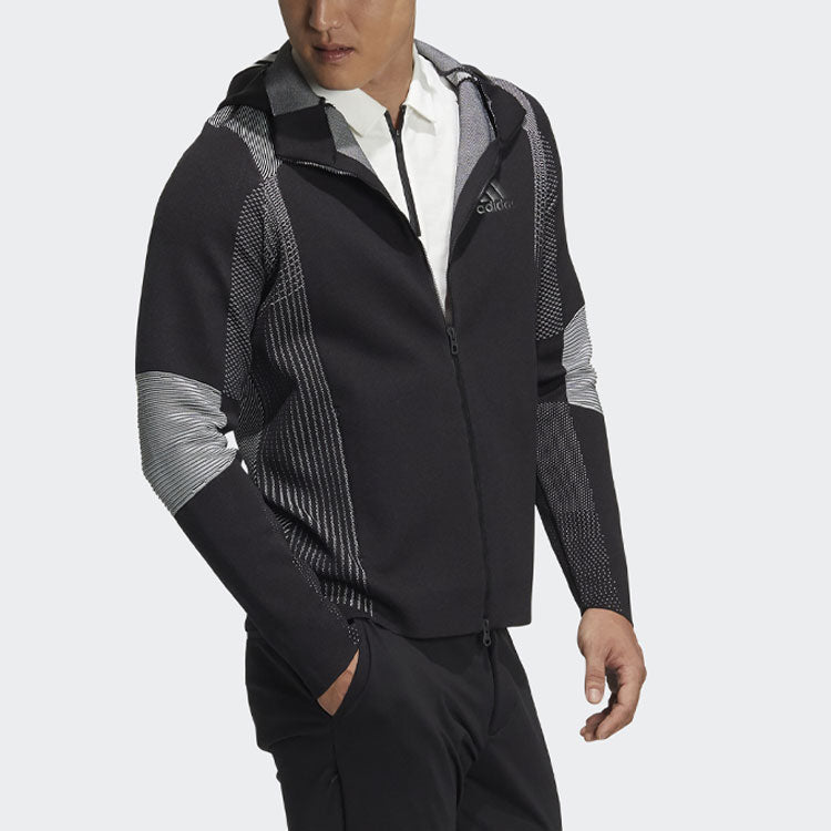adidas Primeknit Jkt Golf Sports Hooded Jacket Black HB3591