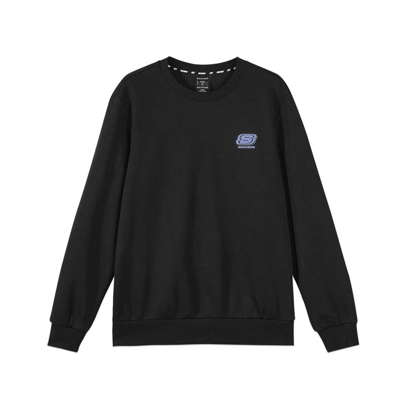Skechers Solid Color Loose Crew Knitted Sweatshirt 'Burgundy Black' L422U115