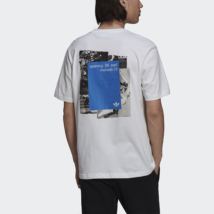 adidas originals Back Alphabet Embroidered Loose Round Neck Short Sleeve White H13523