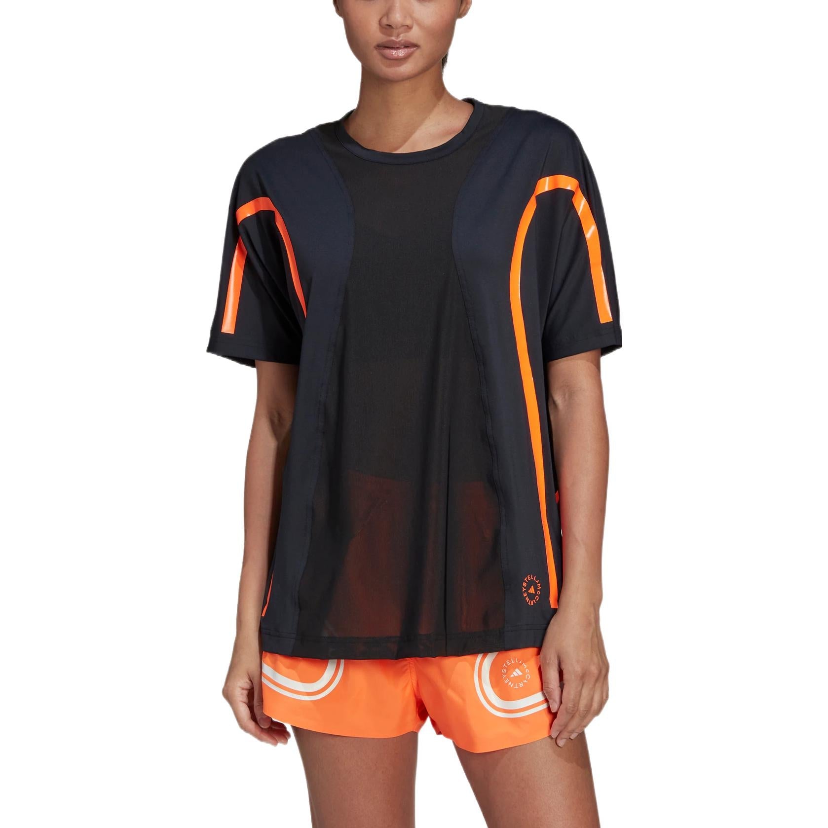 (WMNS) adidas by Stella McCartney TruePace Running Loose T-Shirt Asia Sizing 'Black Orange' HD9113