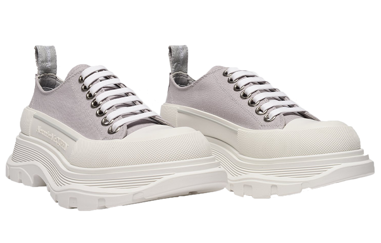 (WMNS) Alexander McQueen Tread Slick Canvas Lace Up Shoes 'Grey White' 611705W4MV21290