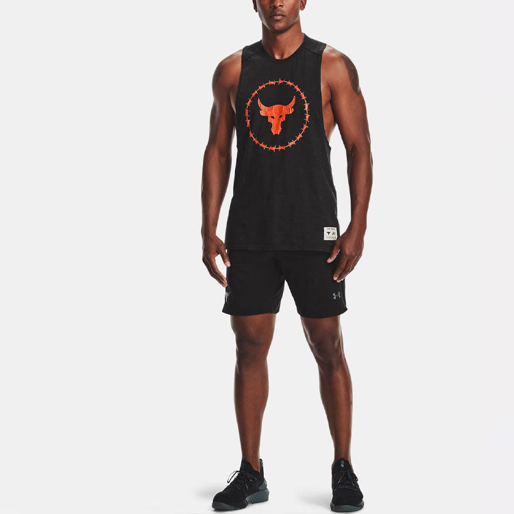 Under Armour Project Rock Charged Cotton Tank 'Black Orange' 1361623-001