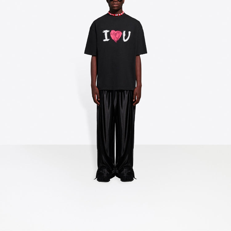 Men's Balenciaga SS21 Love Short Sleeve Black 612966TJVL51070