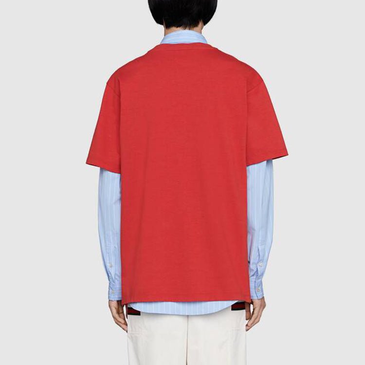 Men's Gucci Large Logo Printing Short Sleeve Red T-Shirt 565806-XJB2V-6068