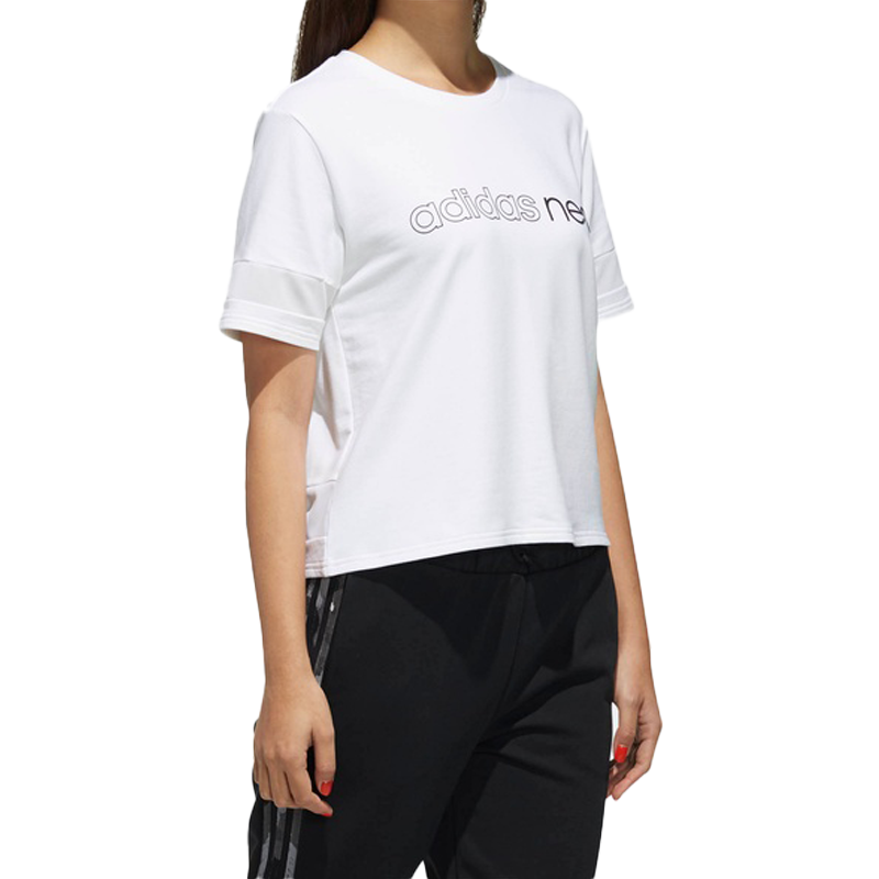 (WMNS) adidas neo SWEAT HD SS Sports Round-neck White DZ7615