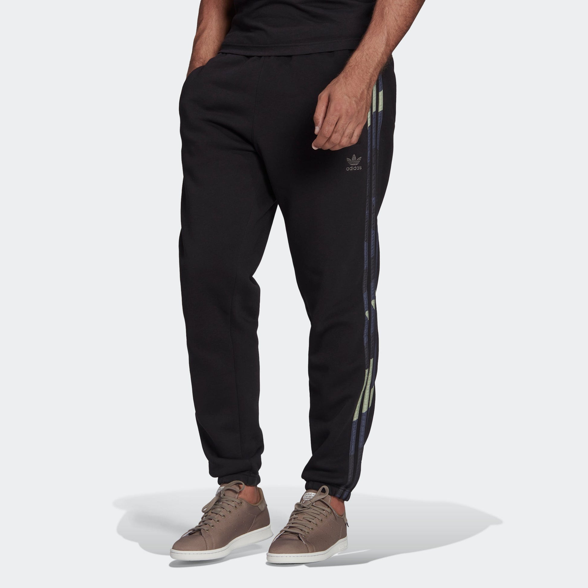 Men's adidas originals Camo Pants Side Elastic Waistband Sports Pants/Trousers/Joggers Black HF4878