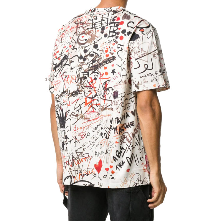 Men's Burberry Graffiti Print Short Sleeve White 8024731