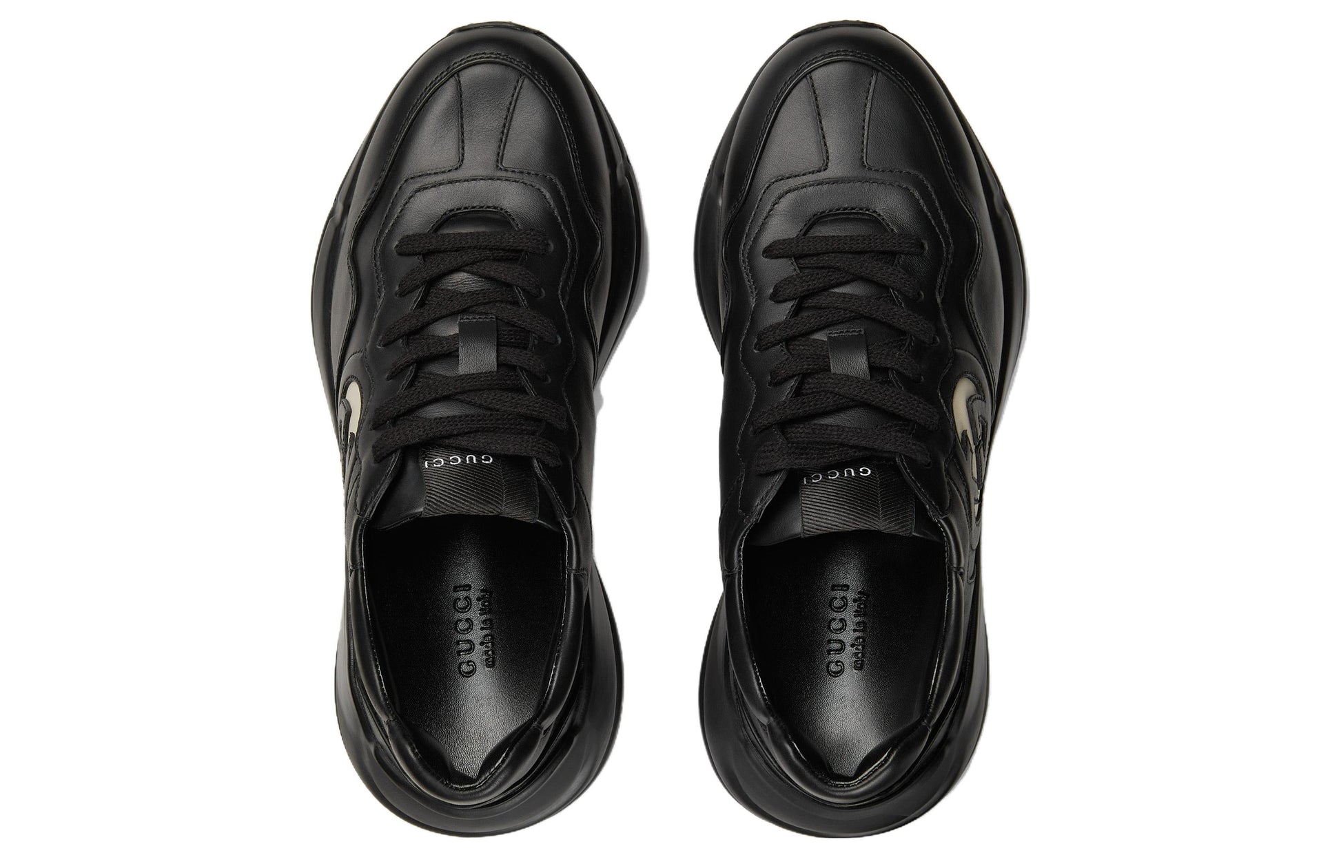 (WMNS) Gucci Rhyton Leather Sneakers 'Black White' 757887-UPG70-1057