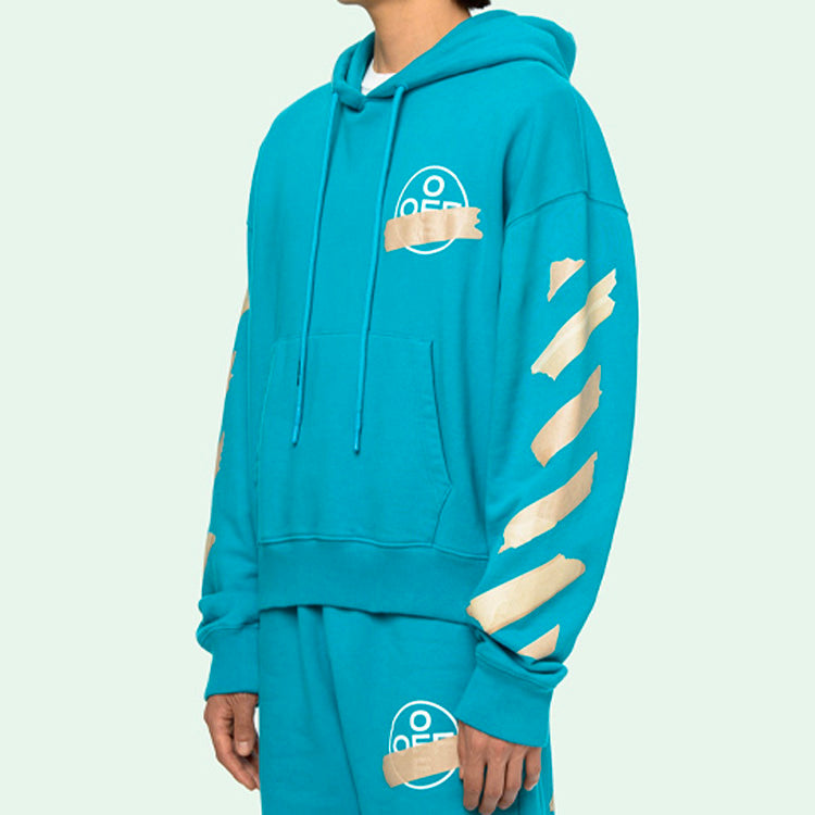 Off-White SS20 Hooded Sweatshirt Men Blue OMBB037R20E300023948