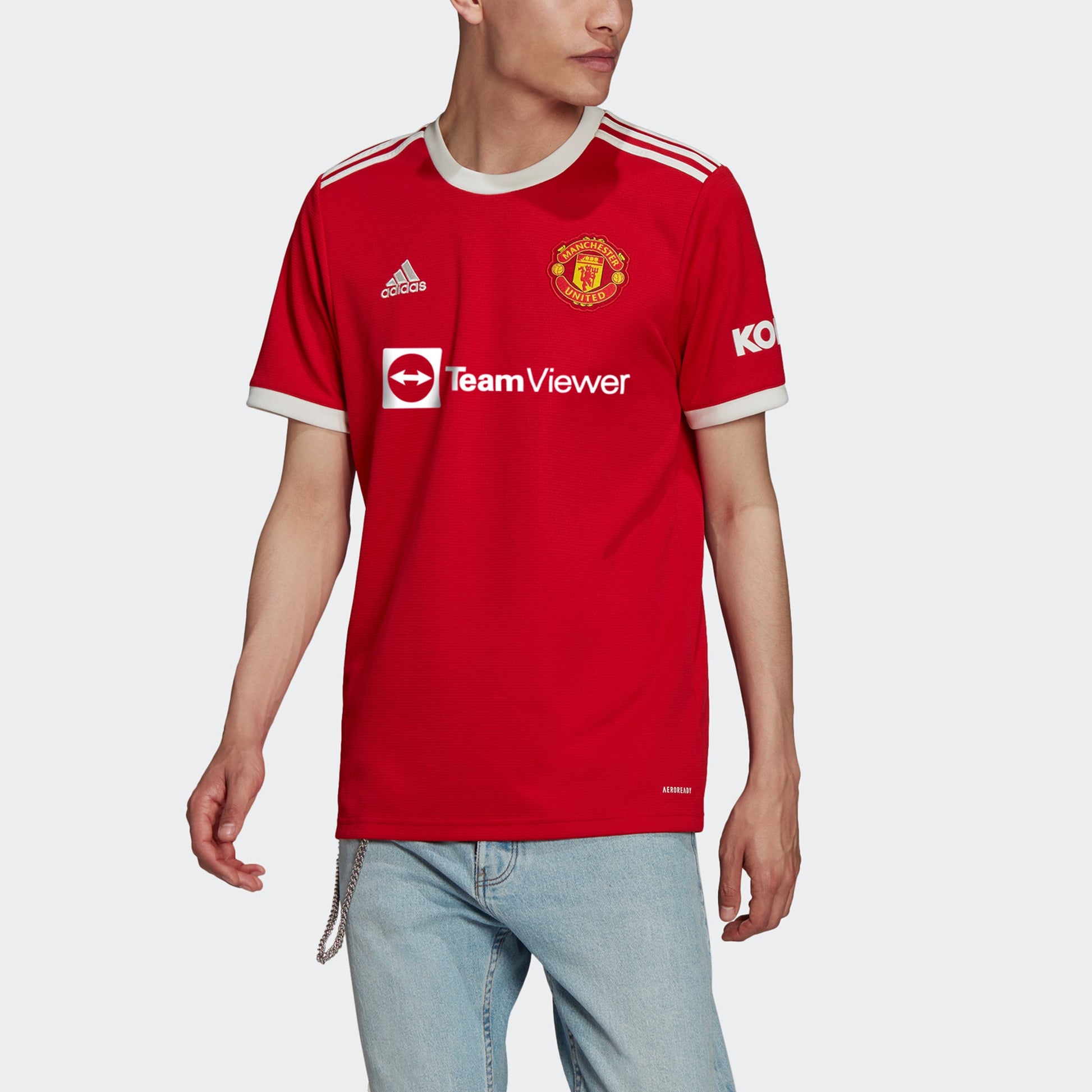 Men's adidas 21-22 Season Manchester United Home Fan Edition Sports Short Sleeve Red Jersey H31447
