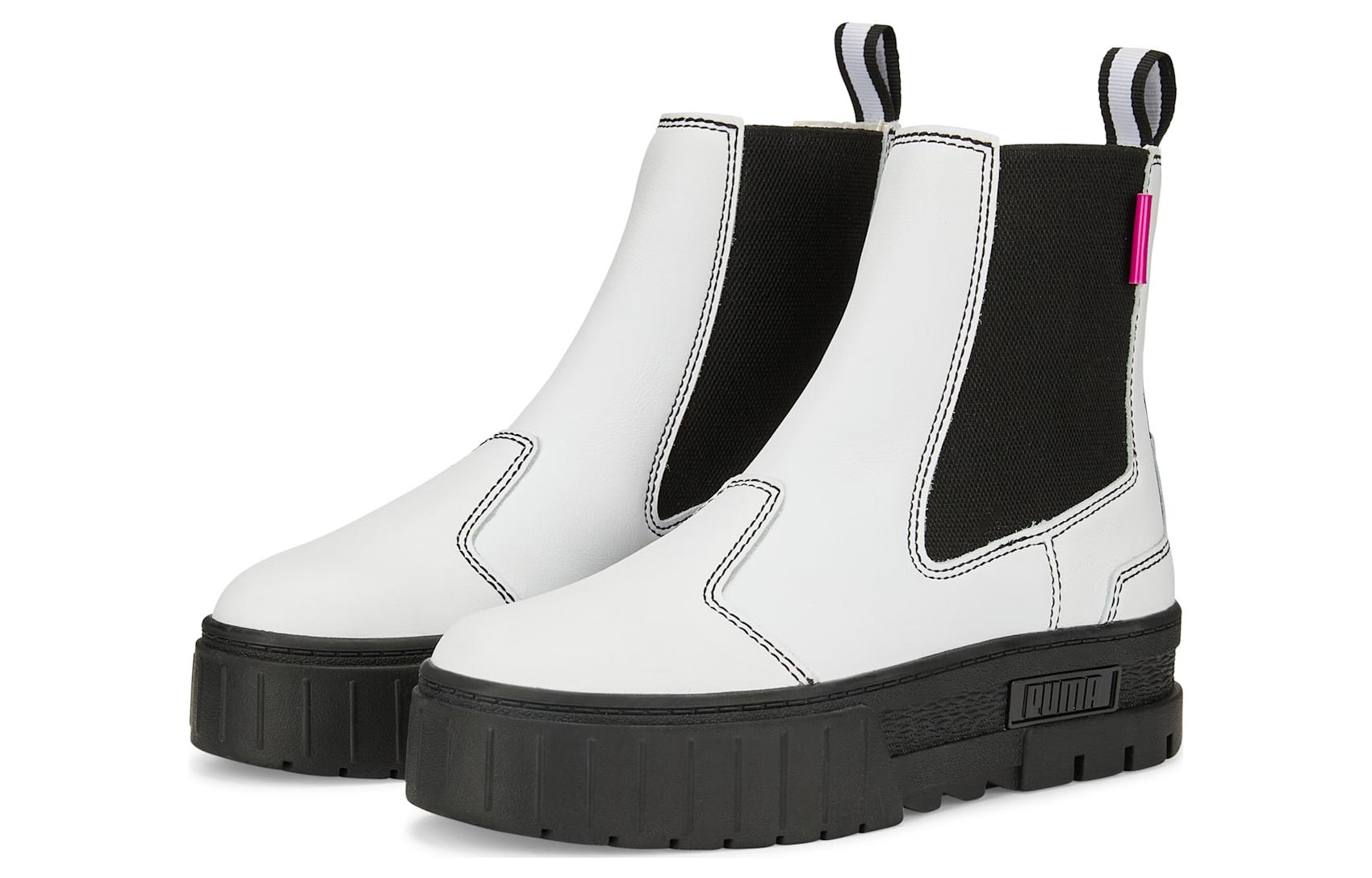 (WMNS) PUMA Mayze Pop Chelsea Boots 'White Black' 384549-01