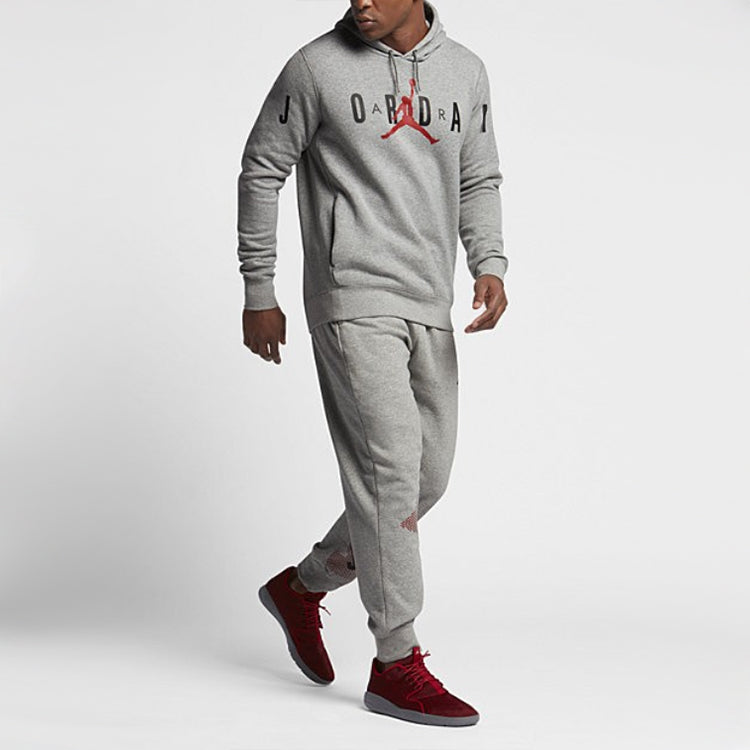 Air Jordan Knit logo Fleece Lined hooded Pullover Hoodie Asia Sizing 'Grey' 834372-063