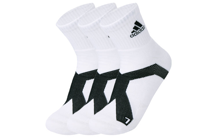 adidas breathable towel bottom socks 3 pairs 'Black White' MF0023