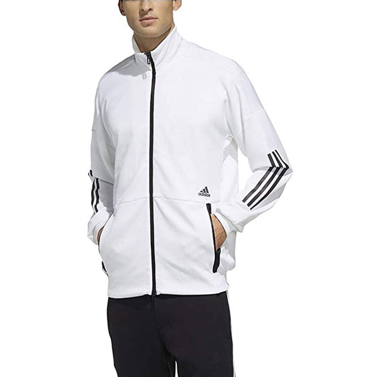 adidas Up-collar Windtight Casual Sports Jacket Men White FM5327