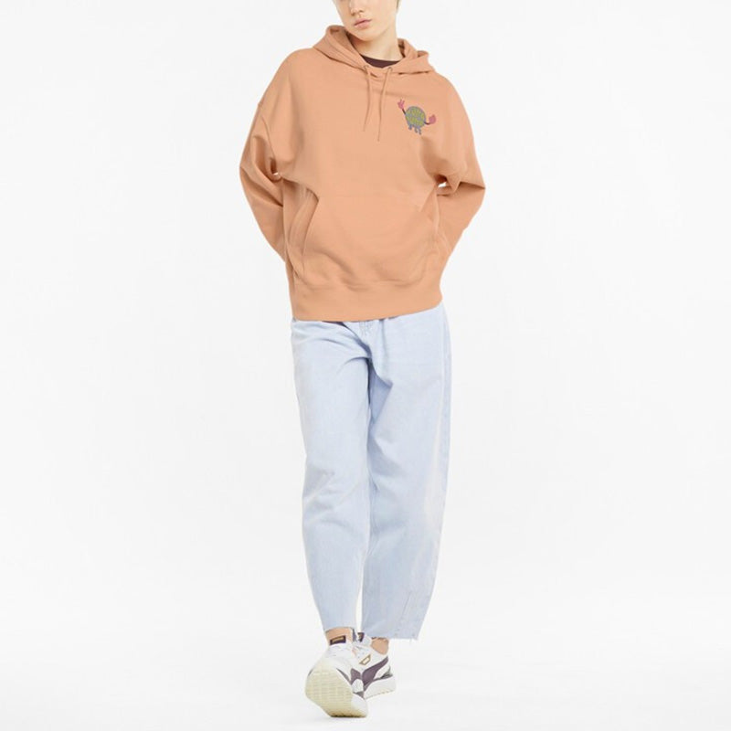 (WMNS) PUMA Downtown Graphic Printing Hoodie Orange 533049-27