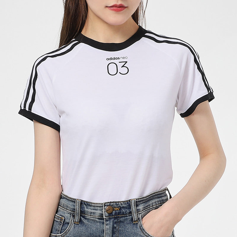(WMNS) adidas neo Cs 3s Tee Casual Sports Round Neck Breathable Short Sleeve White CV9605