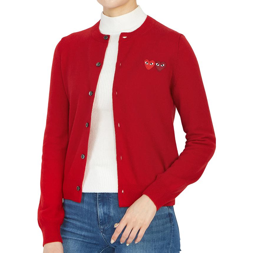(WMNS) COMME des GARCONS PLAY Cardigan Double Emblem 'Red' AZ-N057-051-5