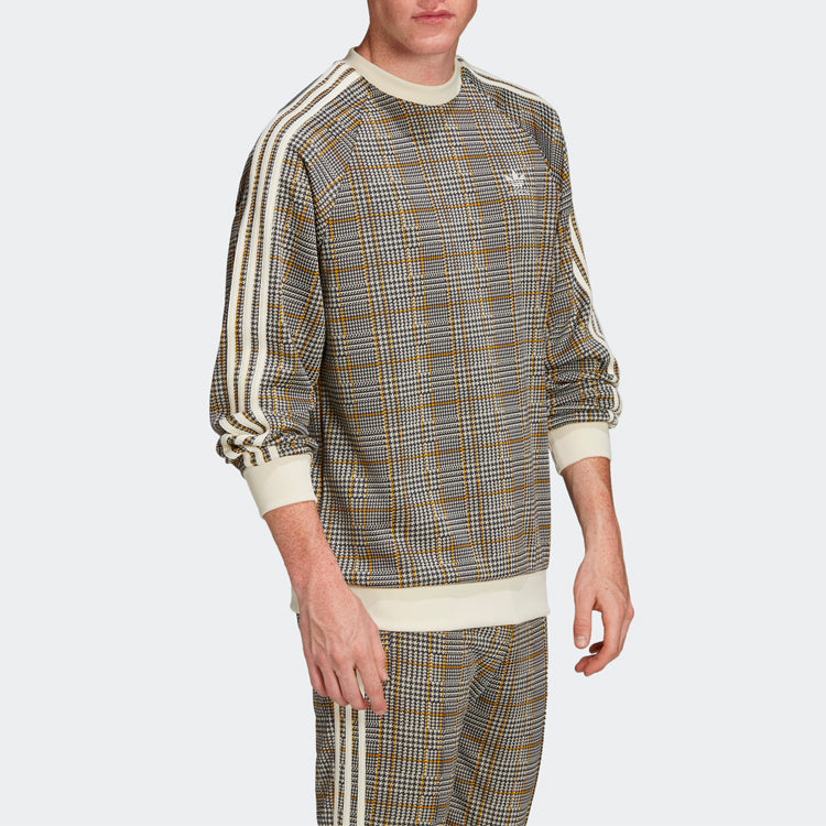 adidas originals Tartan Crewneck Plaid Round Neck Khaki ED7019