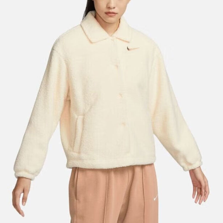 (WMNS) Nike Sportswear Collared High-Pile Jacket 'Coconut Milk' FB8708-113